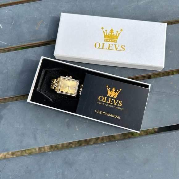 OLEVS Gold-Tone Rectangle Watch